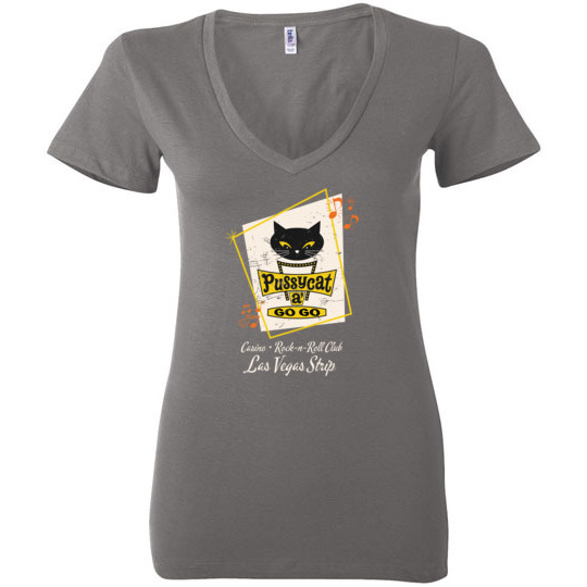 Pussycat a' Go-Go, Las Vegas, Bella Ladies V-Neck Tee