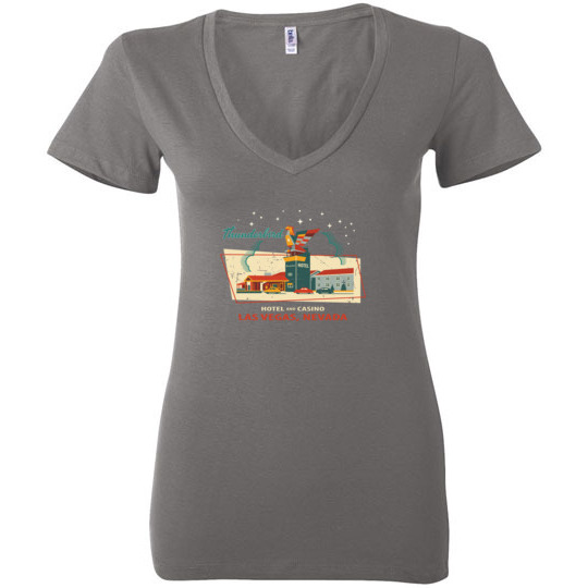 Thunderbird Hotel and Casino, Las Vegas, Version 3, Bella Ladies V-Neck Tee
