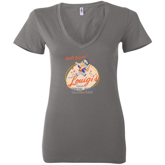 Louigi's Italian Charcoal Broiler Restaurant, Las Vegas, Bella Ladies V-Neck Tee