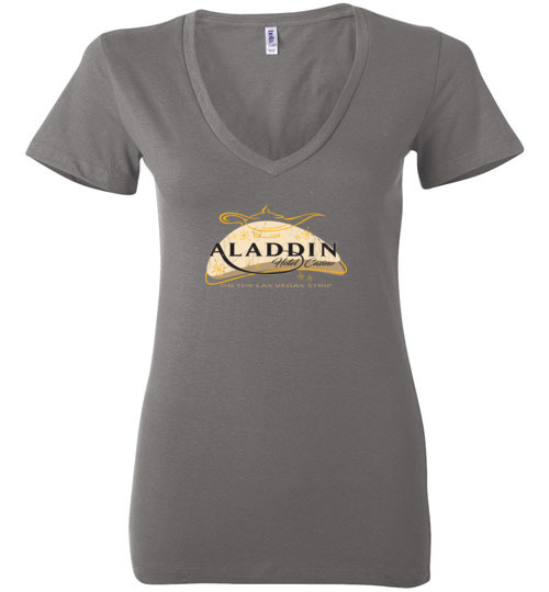 Aladdin Hotel and Casino, Las Vegas, Version 3, Bella Ladies V-Neck Tee